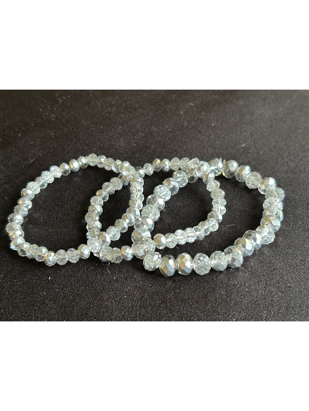 Set of 3 Clear Faceted Beaded Stretch Bracelets